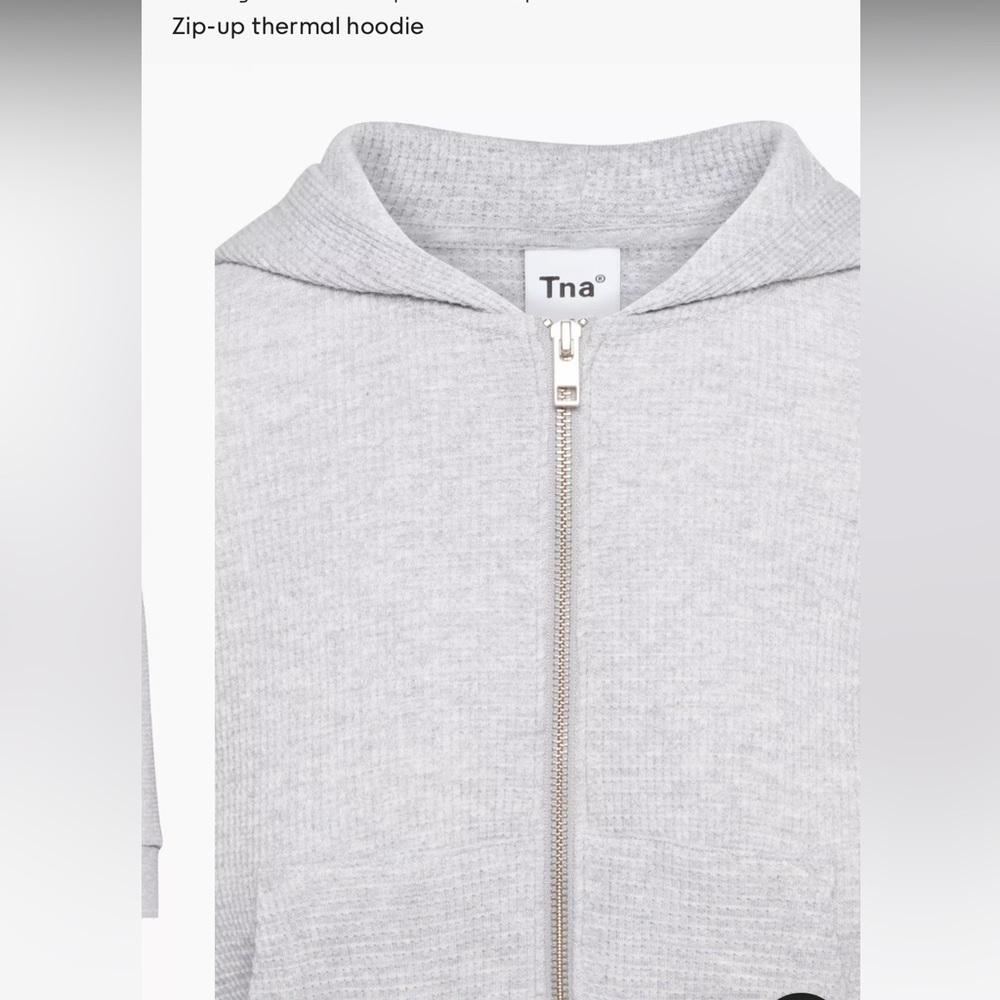 TNA Waffle Zip Hoodie in Heather Chrome (Zip-Up Thermal Hoodie) - Aritzia - Picture 5 of 11